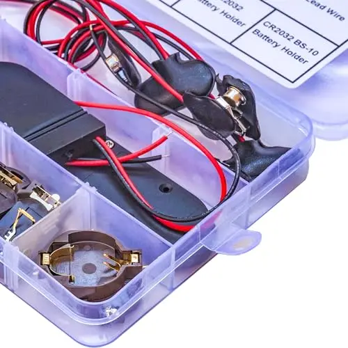 Assorted Battery Holder Kit CR2032 CR2450 CR1220 Button Coin Cell with Wires On/Off Switch I-Type & T-Type for Electronics DIY P