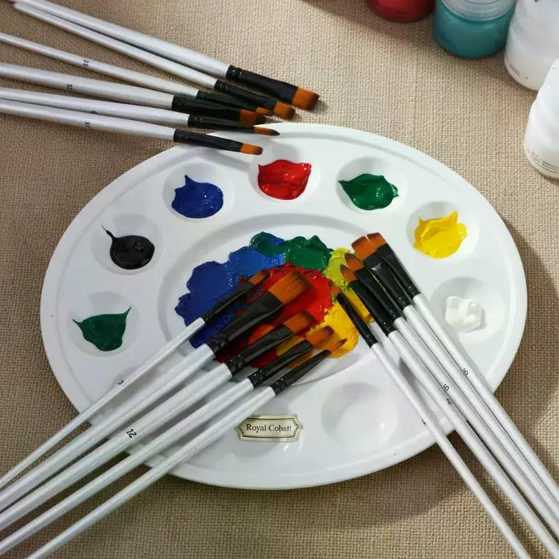 12Pcs/set DIY Oil Acrylic Painting Art Paint Brushes Supplies Nylon Hair Wooden Handle Watercolor Paint Brush Pen Set Learning