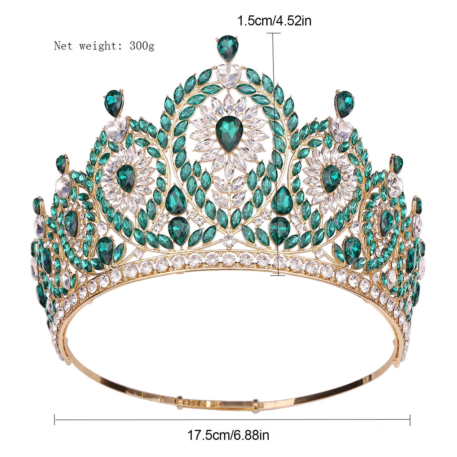 Princess Bride Crown with Rhinestone Sparkly Rhinestones Hair Adjustable Crown for Masquerade Ball Banquet Cosplay