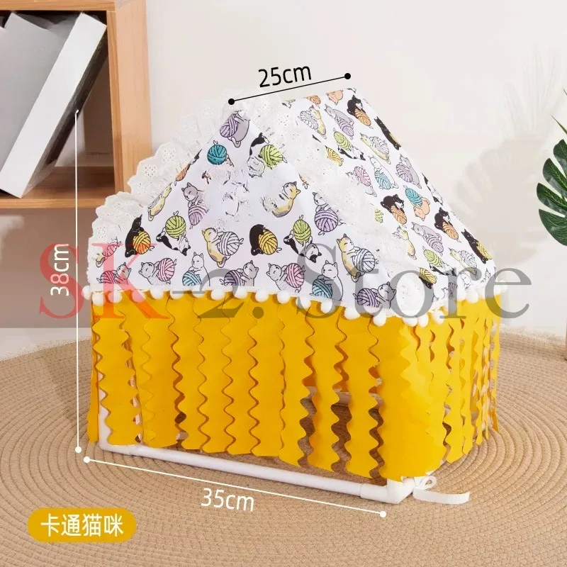 Fringe Tent Hamster Hideout Portable Rabbit Chinchilla Guinea Pig Shelter Soft Cotton Pet House for Small Animals