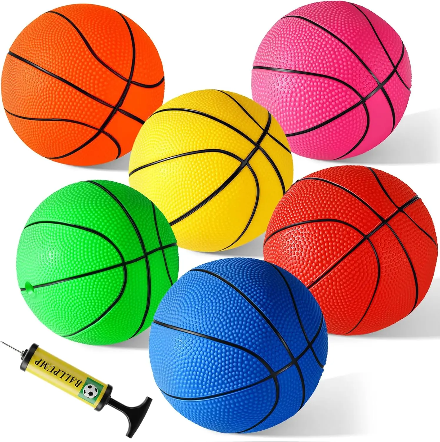 

Mini Basketballs 6-Pack, 4.7 Inch with Pump for Toddlers Kids Indoor Outdoor Play