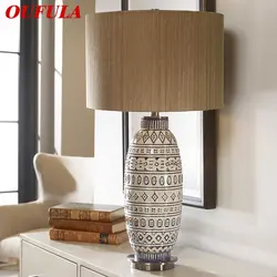 OUFULA Dining Ceramics Table Lighting LED Vintage Creative Design Simplicity Desk Lamp for Home Living Bedroom Study Decor