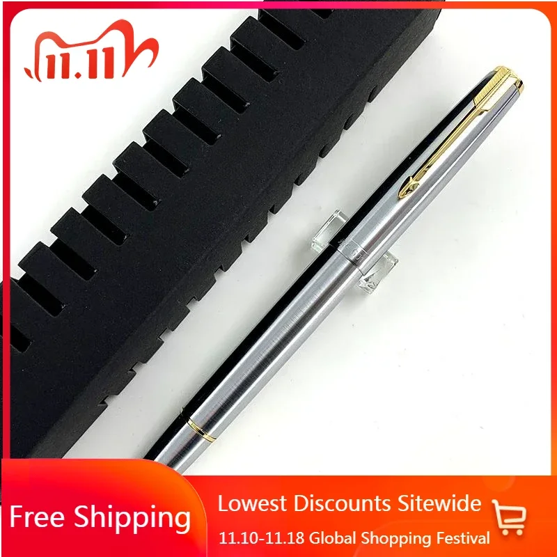 Wingsung 601 All-steel Piston Fountain Pen Iraurita F 0.5mm Hooded Nib White Color Writing Pens Student Stationery Writing Gift