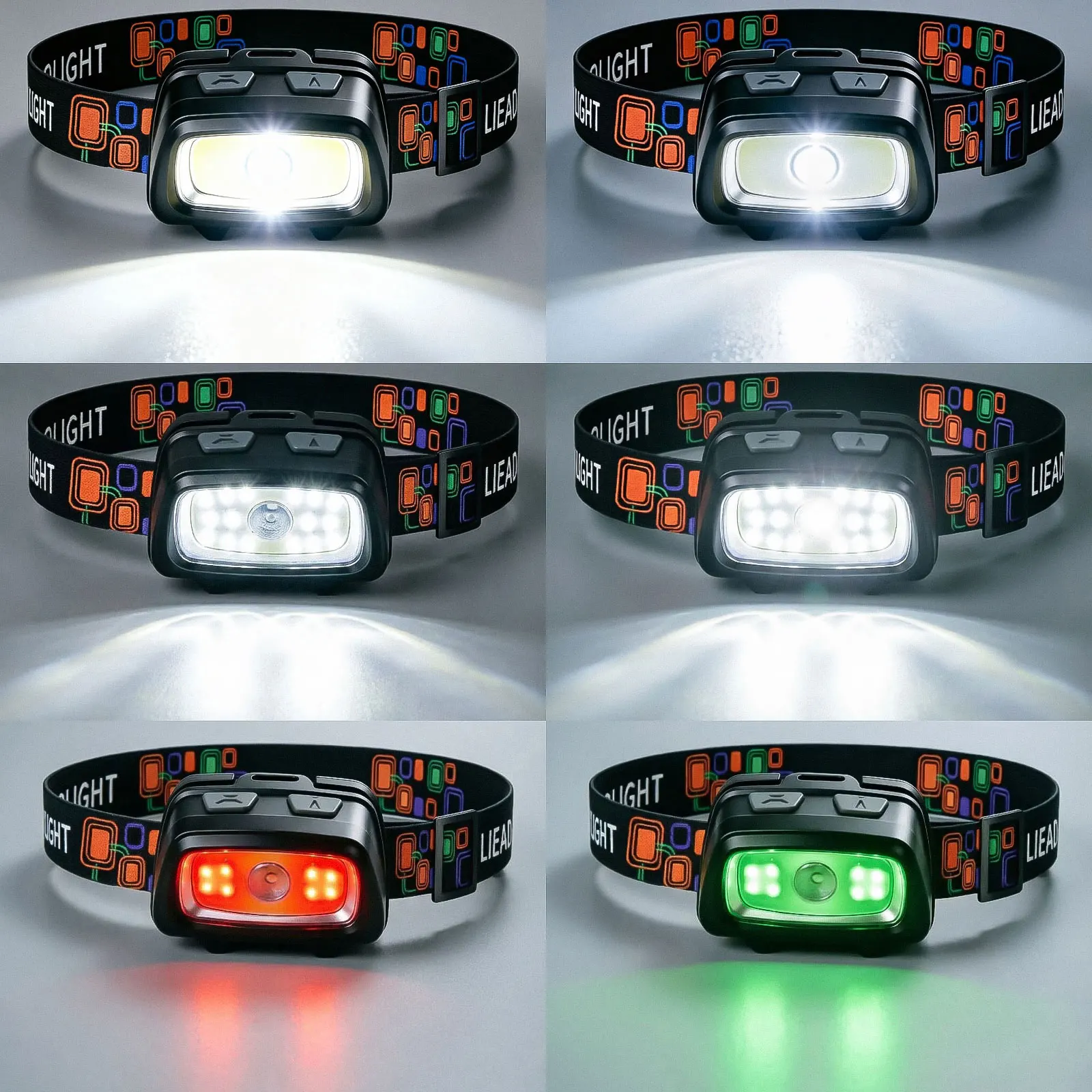 6 Modes LED Mini Headlamp White Red Green Headlight Torch AAA Camping Hunting Flashlight Lamp Beekeeping Fishing Flash Light