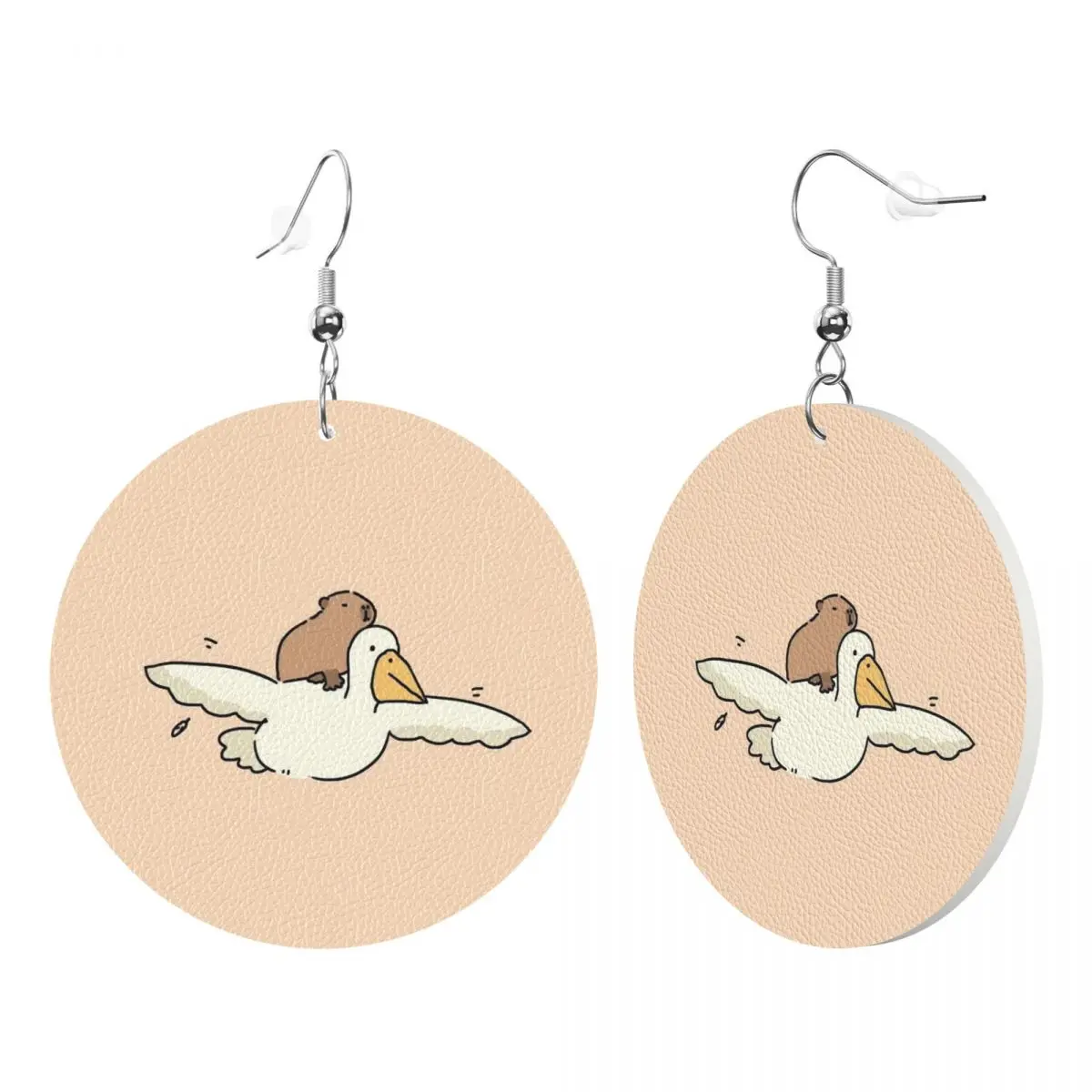 Custom Capybara And Duck PVC Leather Earrings Dangle Earrings Jewelry For Women For Wife Mother Gift