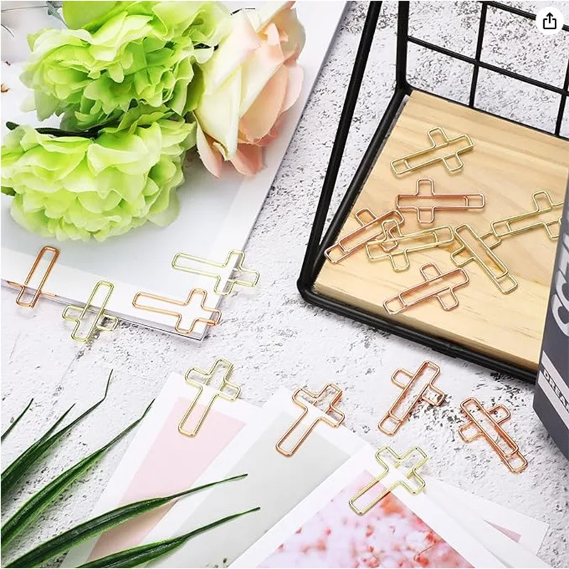 20/50PCS Gold Cross Bible Paper Clips - Versatile Bible Study Supplies, Also Great As Journaling Paper Clips and Bookmarks
