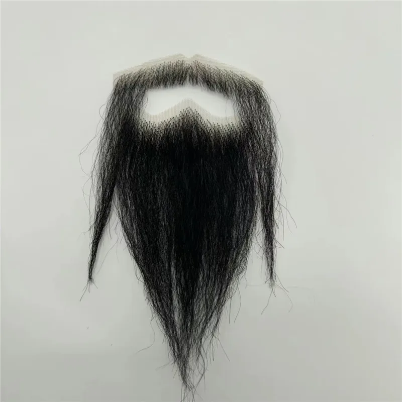 Mode dentelle véritable fait à la main noir gris barbe pour homme faux visage barbe pour adultes hommes maquillage réaliste dentelle barbes