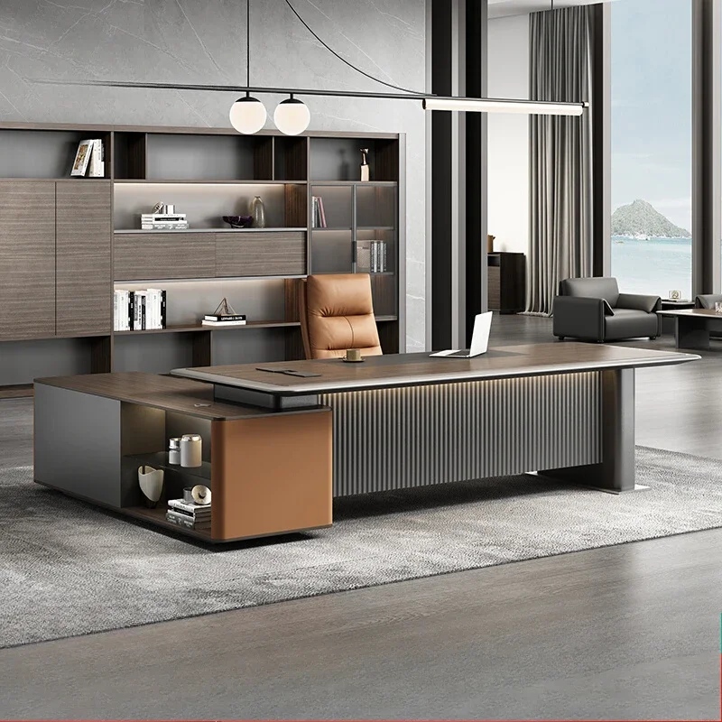 

L Shaped Asthetic Office Desk Executive Work Luxury Conference Computer Desk Chair Reading Escritorio Oficina Modern Furniture