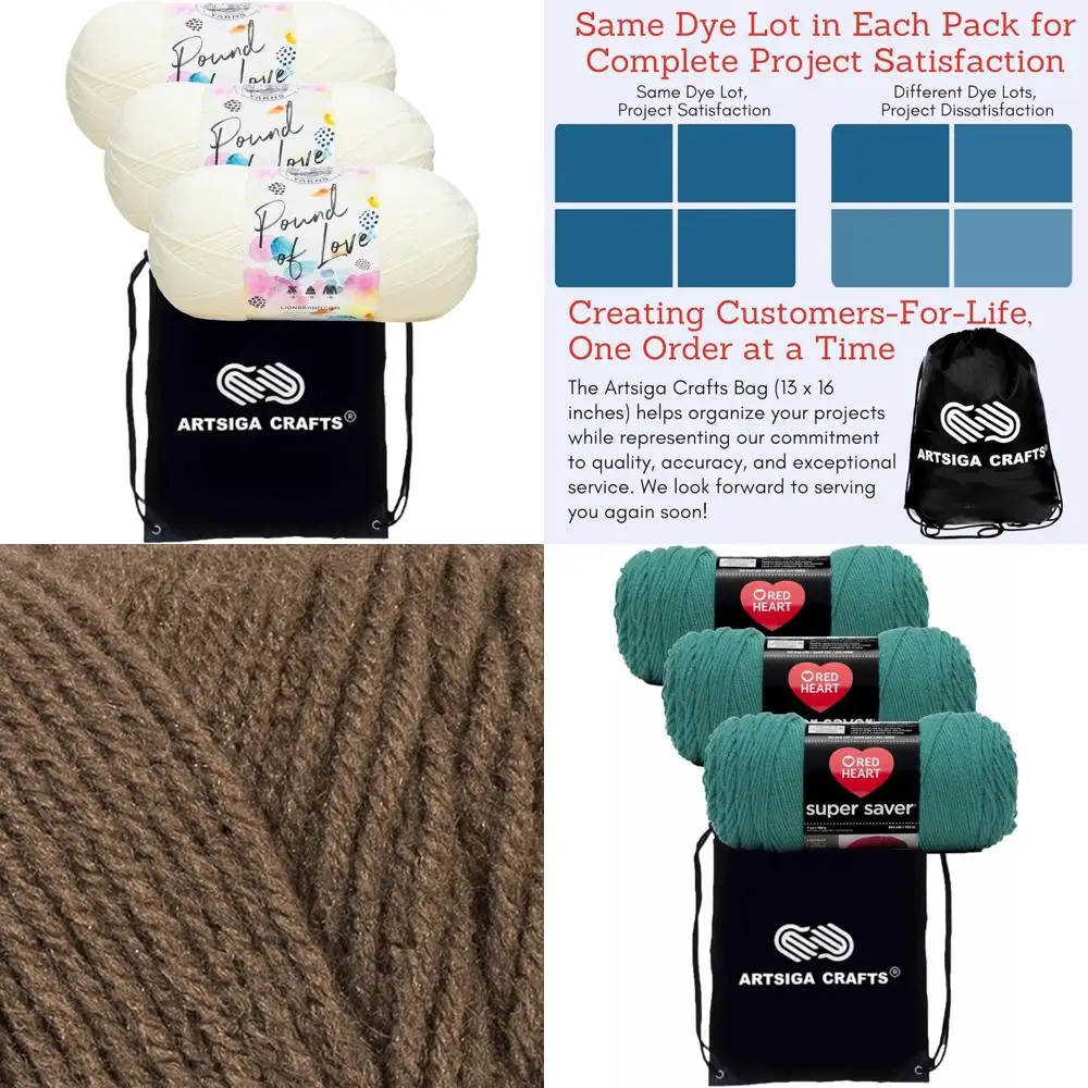 

Baby Worsted Medium Acrylic Yarn, 3 Skeins Antique White, Crocheting and Knitting, Pound of Love #4 Yarn, 550-099 Same Dye Lot