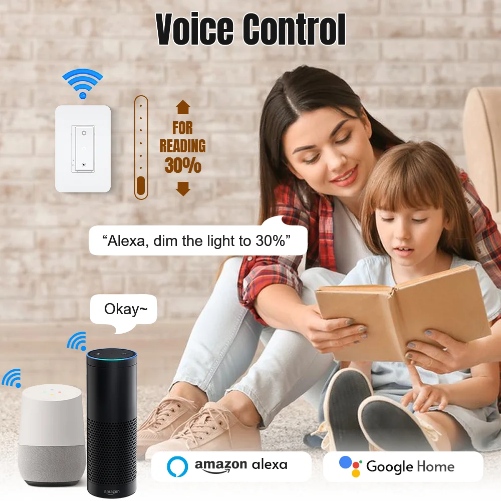 VBU Tuya WiFI variateur Intelligent US variateur de lumière télécommande vocale fonctionne avec la synchronisation intelligente Alexa