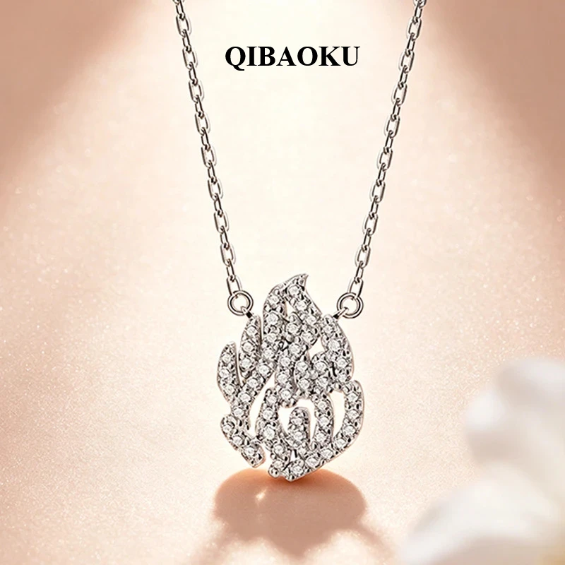 QIBAOKU 100% Full Moissanite Pendant Necklace for Women Bride Luxury Quality Jewelry S925 Sterling Silver Chain Wholesale 2026