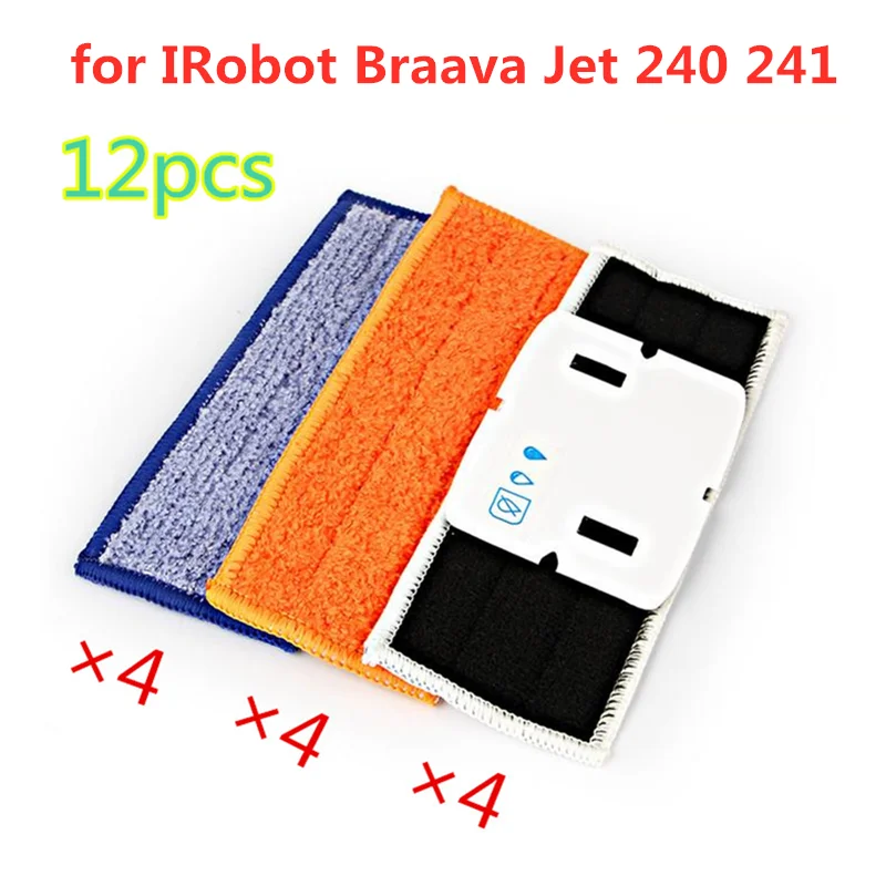 Pano de esfregão lavável para irobot braava jet 240 241 245 250 aspirador de pó robótico almofada molhada esfregão seco e úmido peças de reposição