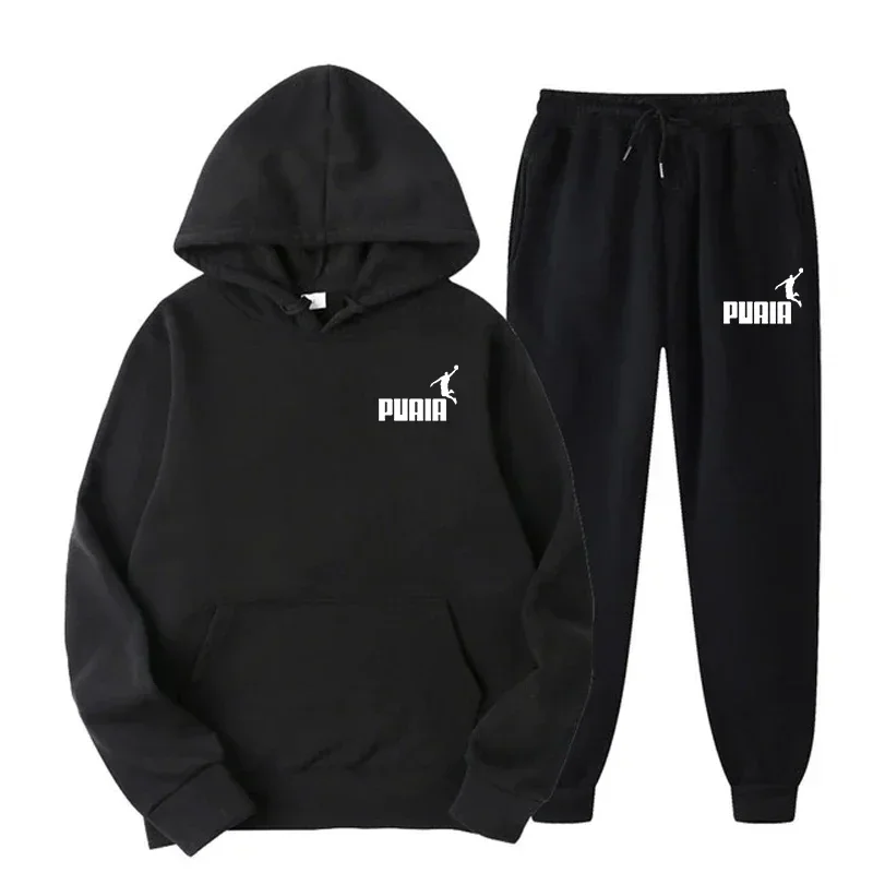New Fashion Trend Men's and Women's Hooded Jacket Fashion Street Leisure Set Hoodie + Pants Multi-color Combination for Autumn a