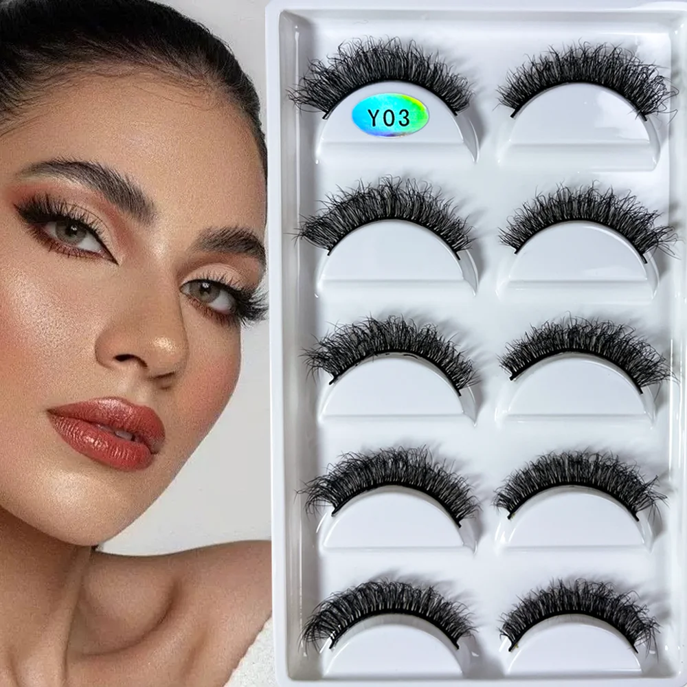 NEU 5 Paar 3D Y08 Natürliche Nerz-Falsche Wimpern Flauschiger Stil Make-up Wimpern Künstliche Wimpern Faux Cilios Schönheits-Tools – Detail 5