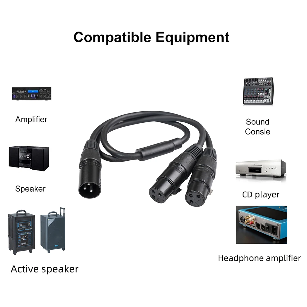 Canon XLR 남성-듀얼 XLR 여성 Y 데이터 케이블 전원 어댑터 변환기 분배기 용 50cm 3 핀 잭 여성 연장선