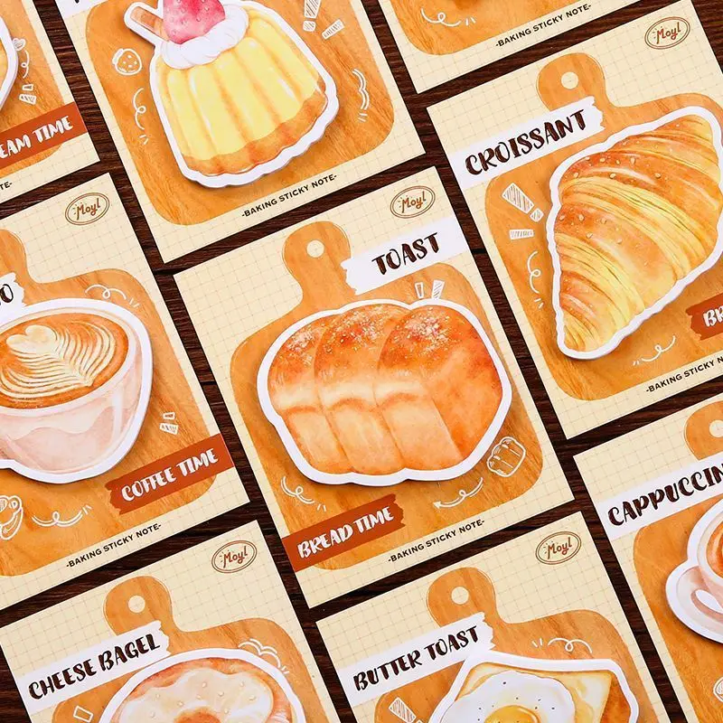 Cute Bakery Bread Sticky Notes Kawaii Dessert Shaped Note Paper Office Message Stationery Student Reminder Memo Pad Gifts