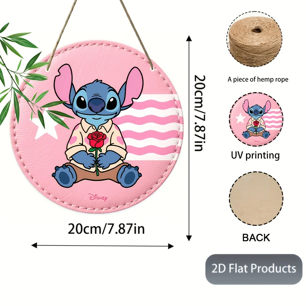 مسطح ثنائي الأبعاد، قطعة واحدة، لافتة خشبية مستديرة على شكل غرزة ديزني، فن جداري ثنائي الأبعاد للمنزل والمكتب وغرفة المعيشة - ديكور متعدد الوظائف (بدون قوة