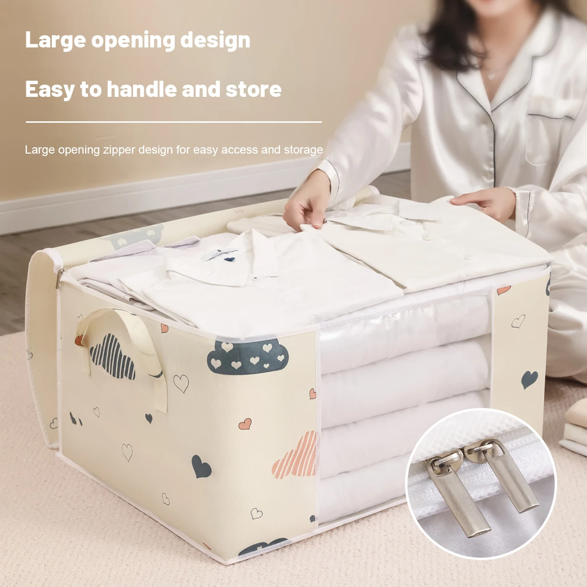 Large Quilt Storage Bag Dust-proof Wardrobe Quilt Clothes Organizer Household Blanket Zipper Sorting Bags Moving Bag Storage Box