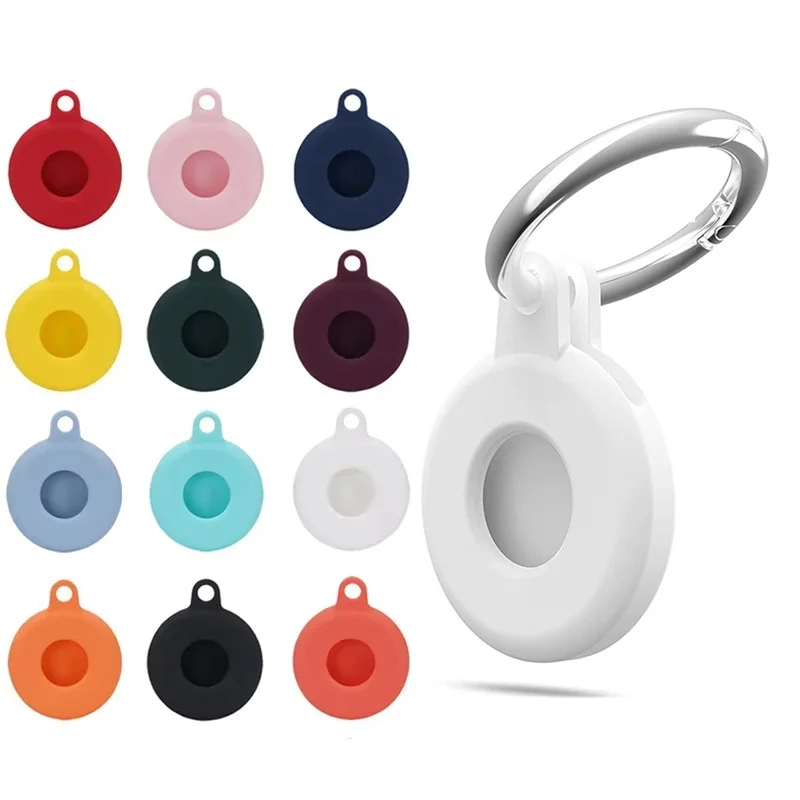 Liquid Silicone Case For Apple AirTag Locator Case Protective Cover For Apple Airtags Tracker Anti-drop Cover Accessory Keychain