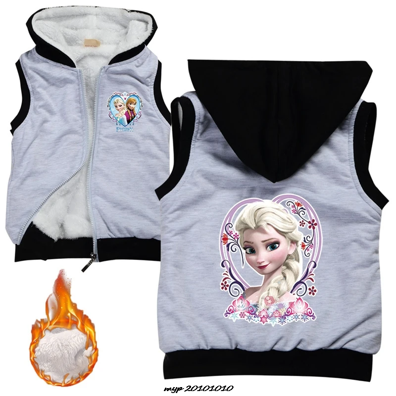 Frozen Elsa Teenagers Children Jacket Vests Warm Autumn Winter Boys Girls Parent-Child Coat Waistcoat Kids Hooded Outerwear