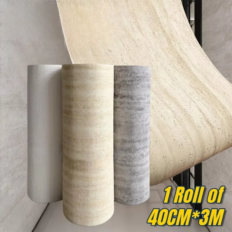 Soft Faux Stone Self Adhesive Wallpapers Imitation Travertine 3D Wallpapers for Living Room Thicken Peel and Stick Wall Stickers