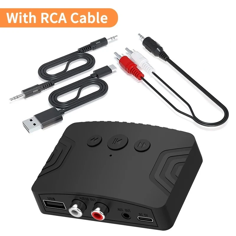 Bluetooth 5,3 аудиоприемник 3,5 мм AUX RCA USB стерео музыка беспроводной адаптер поддержка U-дисков воспроизведение для автомобильного комплекта усилитель динамика