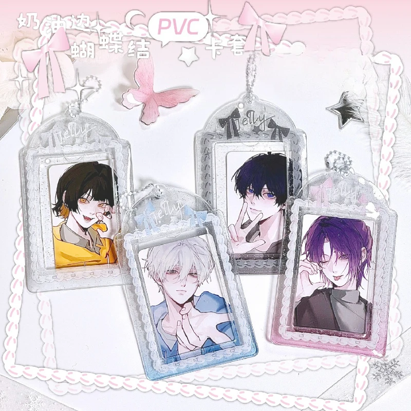 Cartoon Bow Ruffle Edge Clear PVC Photocard Holder 3 Inch ID Card Sleeve for Polaroid & 3.5 Inch Oshi Goods Sweet Kpop Protector