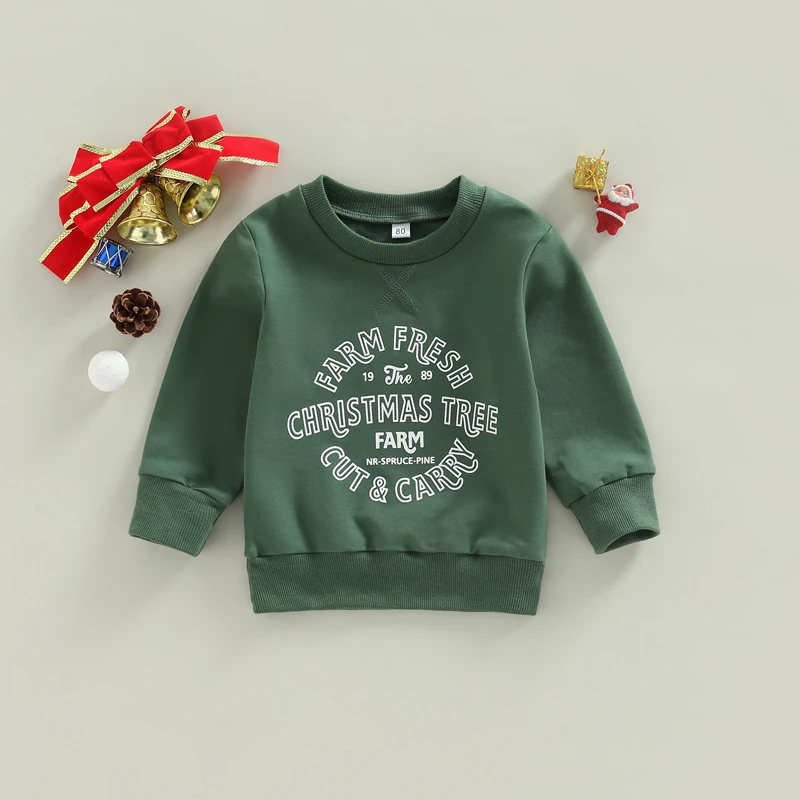 

Unisex Kids Christmas Sweater Cozy Long Sleeve Crewneck Jumper with Festive Letters Print Holiday Pullover for Boys and Girls