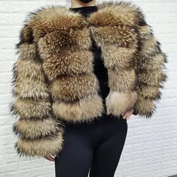 2024 Real Raccoon Fur Coat Women Natural Leather Plus Size tops Clothing Curve coat winter jackets outerwears Female Vest