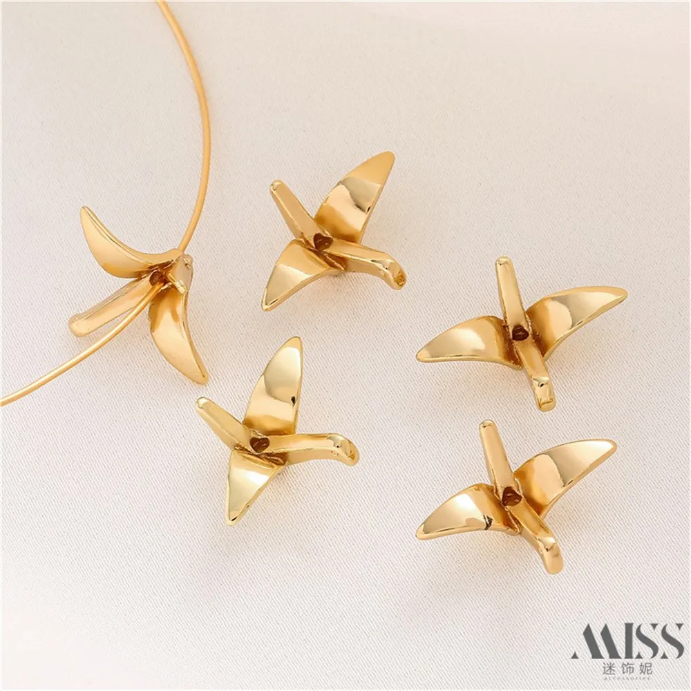 

14K Gold Color Medium-hole Thousand Paper Cranes Small Pendants DIY Handmade Earrings, Bracelets Necklaces Jewelry Accessories