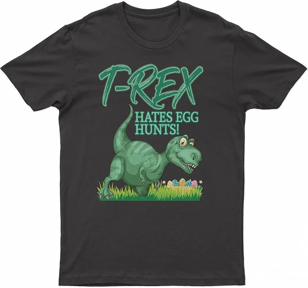 Funny Dinosaur Easter Trex - Hates Egg Hunts -  High Quality 100%Cotton Short Sleeve