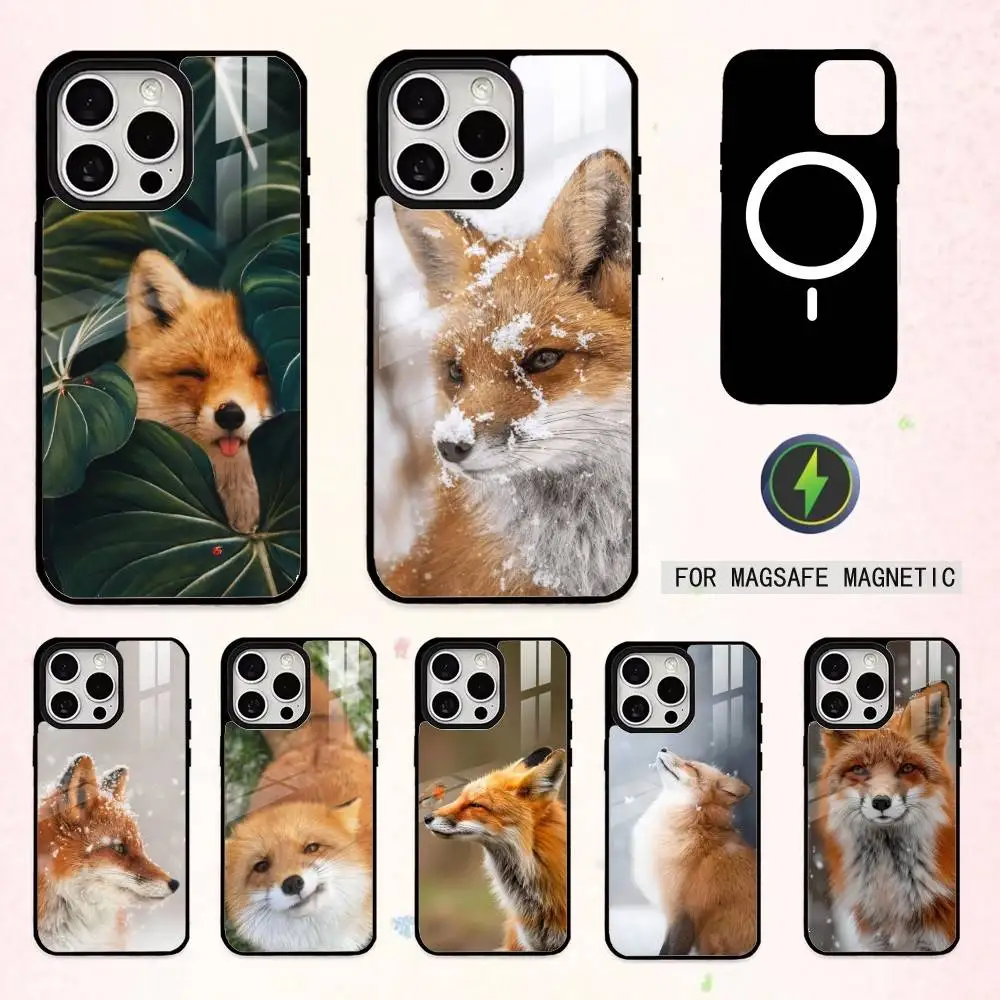 

Cute fox Phone Case For iPhone17,16,15,14,13,12,11 Plus,Pro Max Magnetic For Magsafe Wireless Charging