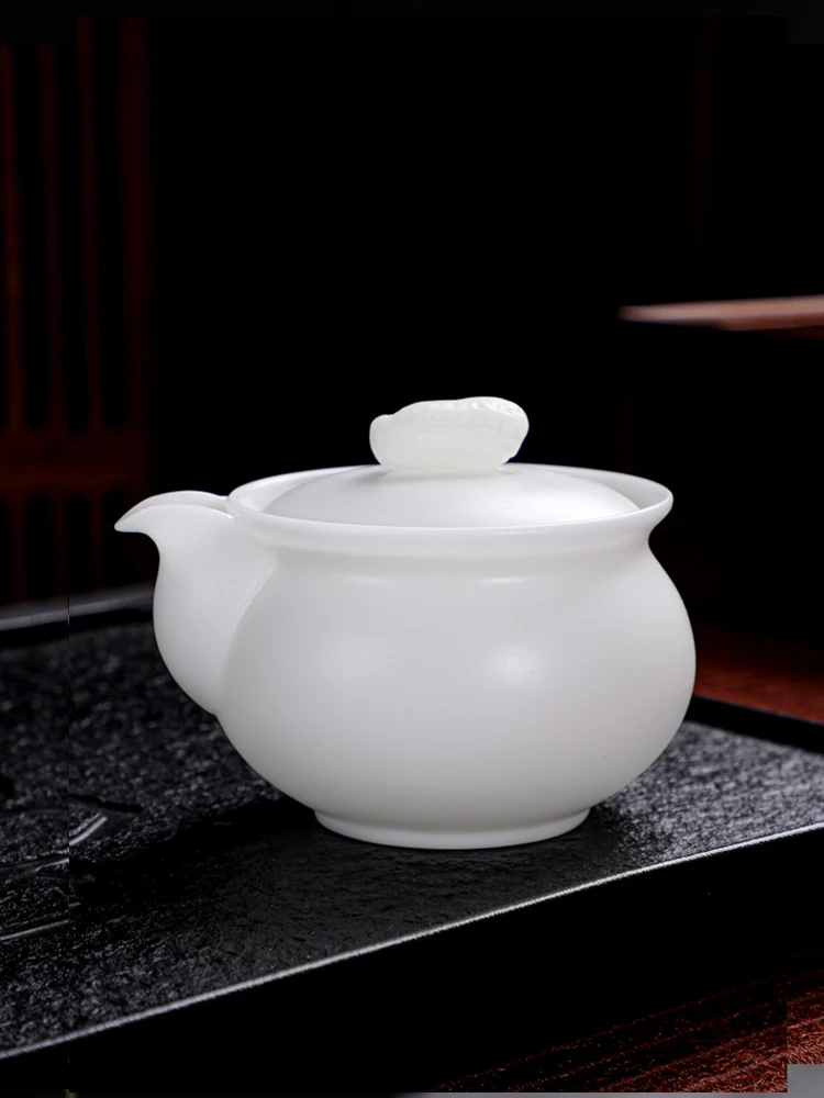 

Аутентичный тонкостенный чайник из белого фарфора Дэхуа, ручной работы, из неглазурованного фарфора Янлию, для заваривания чая