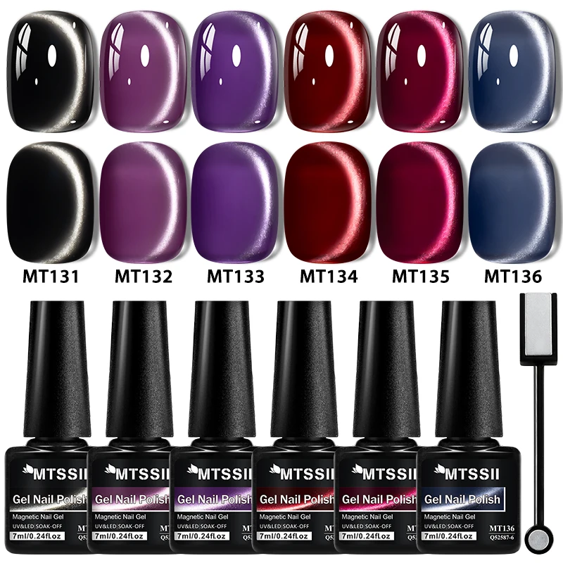 

7pcs Grey Blue Cat Magnetic Gel Nail Polish Set Glass Beads Effect Semi Permanant Soak Off UV LED Gel Varnish DIY Nail Supplies