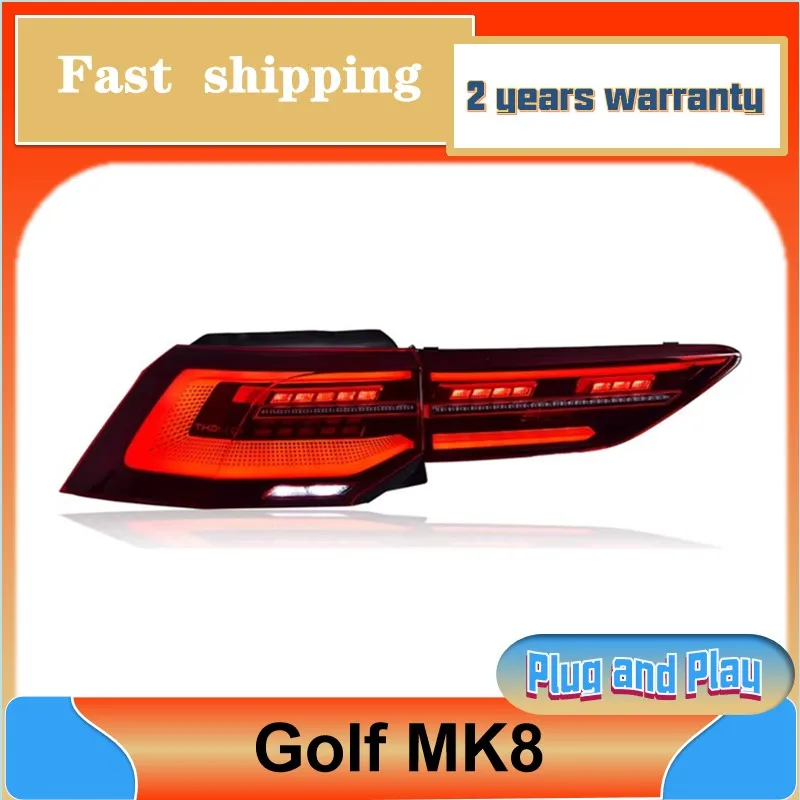 

Автомобильные аксессуары для VW Golf 8, задний фонарь 2021-2024 Golf MK8, задние фонари Volkswagen, задние DRL, противотуманный тормоз, указатель поворота, задний ход
