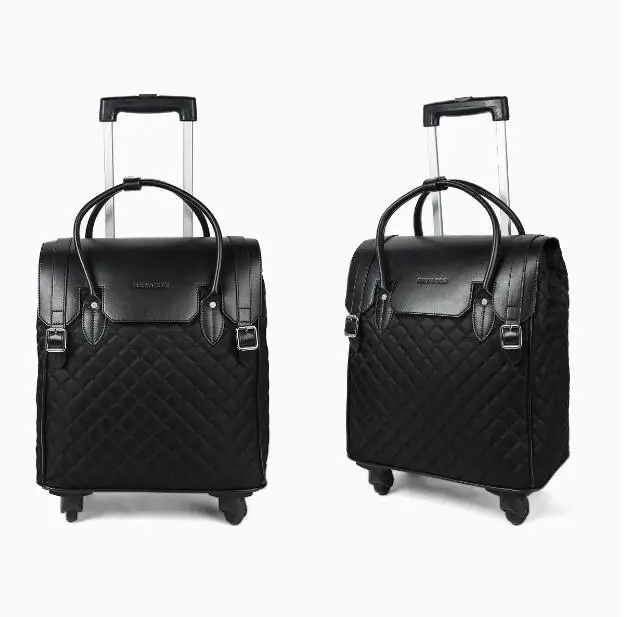 Women cabin suitcase for travel bag on wheels Women PU Travel Trolley bag  carry on hand luggage bag wheels rolling luggage bag