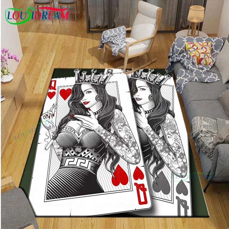 

Fashion 3D Poker Card Printed Carpets Living Room Anti-Skid Area Rug Kids Bedroom Mats Yoga Mat Large Carpet Decor