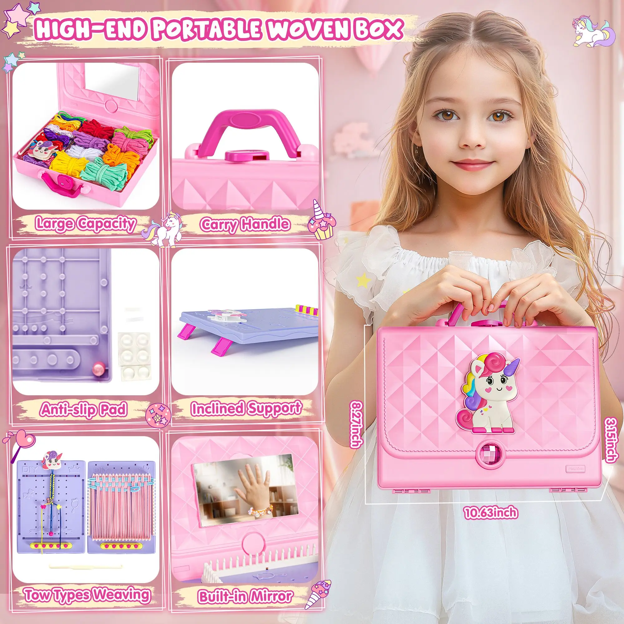 2 in 1 400 Pcs Friendship Bracelet Making Kit for Girls,Weaving Loom Kit Toys, Craft Kits for Kids,Age 6-12 Year Old Girl