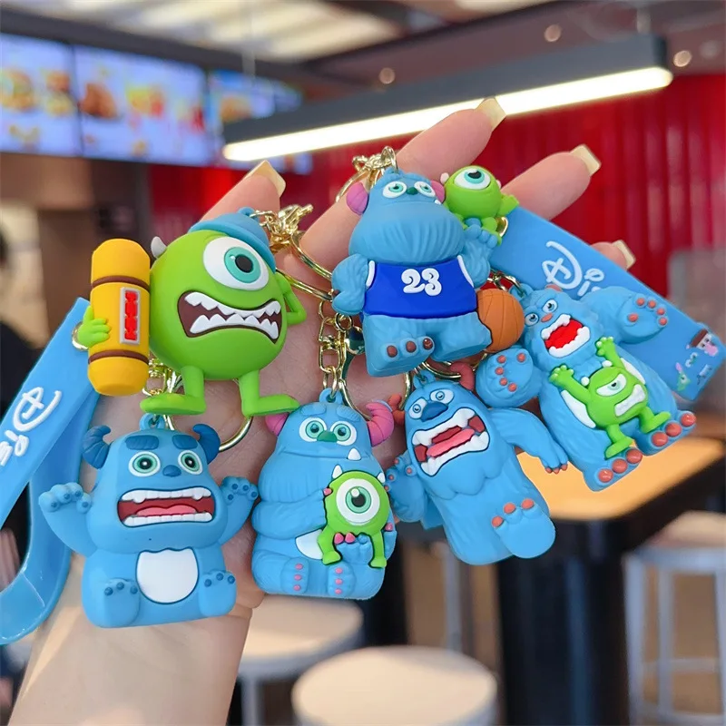 Disney Monsters Inc University Mike Wazowski KeyChain Buzz lightyear Woody Action Figure Keyring Toys Dolls Gift