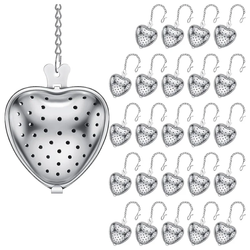 A98U 25Pcs Tea Strainer Stainless Steel Tea Ball Infuser Loose,Extended Chain Hook for Seasonings Cup Bottle Party Favors