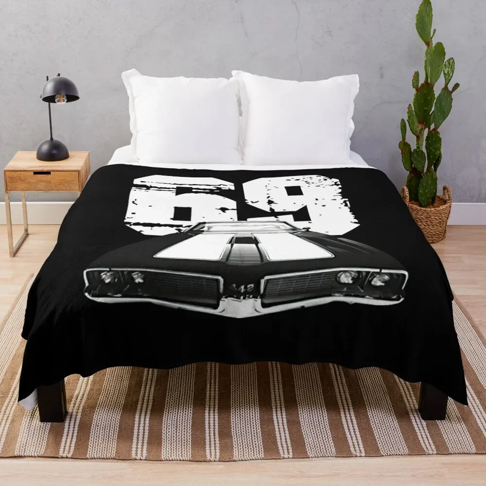 

1969 Oldsmobile 442 Front Grill and Hood View with Year Throw Blanket Durable Warm Blanket for Daily Home Use