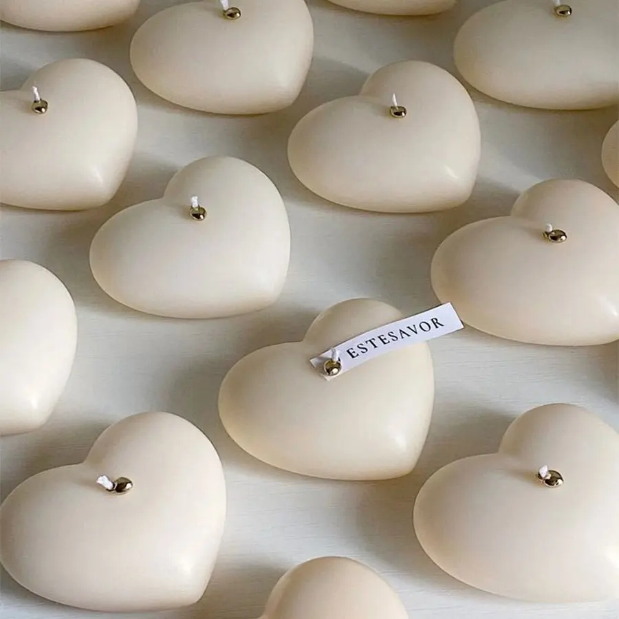 Manualidades y decoración del hogar: juego de moldes de silicona con forma de corazón de amor 3D de 2 piezas para resina, epoxi, yeso y vela