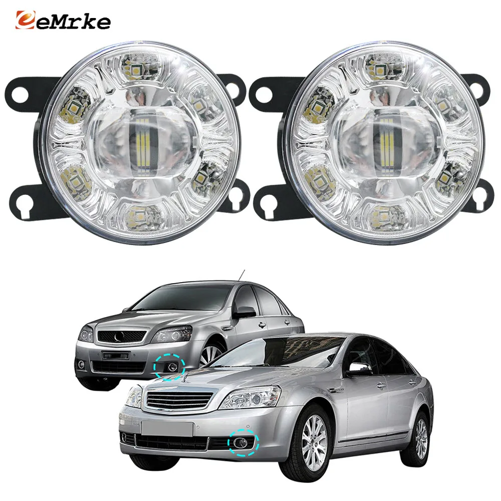 Pair LED Fog Lights PTF for Holden Caprice WM II 2006-2013 Chevrolet Caprice SS 06-10 with Cut-Line Lens + 6 DRL Car Accessories