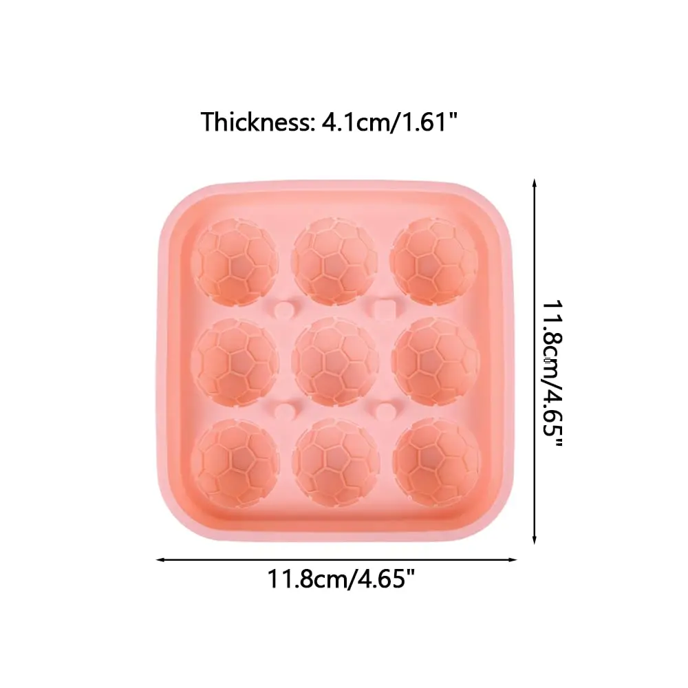 9 Grids Soccer Ice Ball Mold Silicone 3D Football Sphere Ice Cube Tray Large Ice Ball Tray for Whiskey Cocktail Drinks