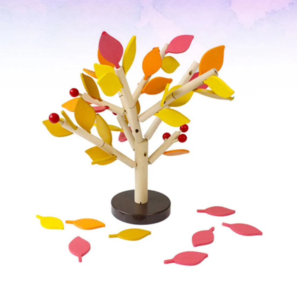 1 ensemble de construction d'arbres en bois avec feuilles colorées, Fruits pour enfants, Coordination œil-main, jeu d'apprentissage éducatif
