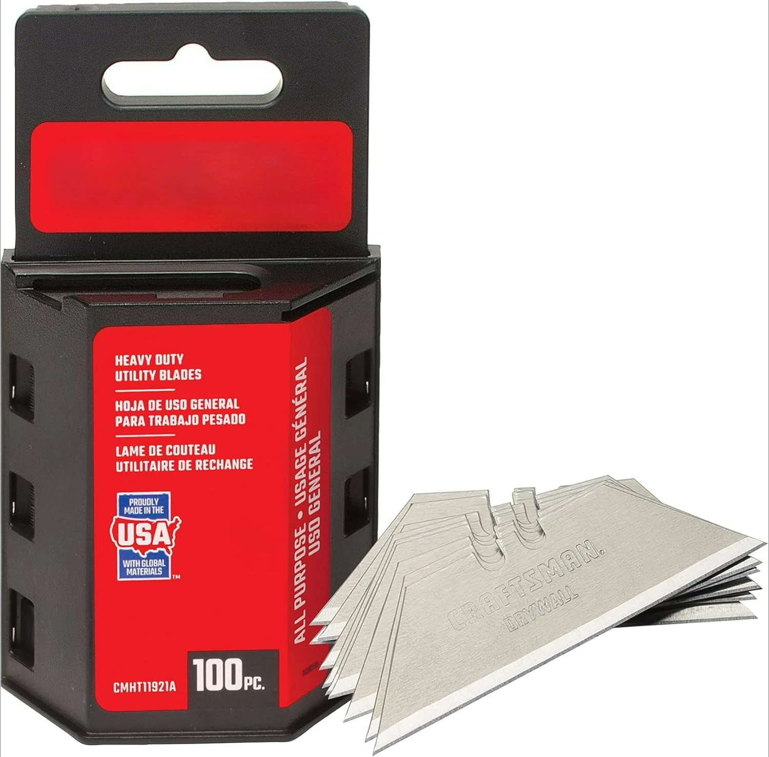 

Utility Knife Blades, 100 Pack, for Drywall, Leather, Rubber and More (CMHT11921A)