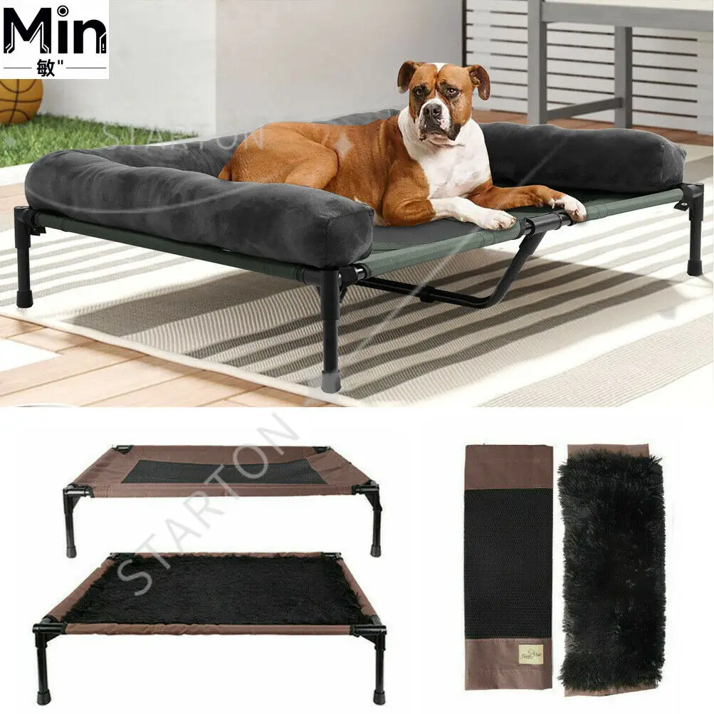 Extra Large Cooling Elevated Dog Bed with Bolster Waterproof Raised Pet Cot Lounger for Large Dogs Indoor Outdoor Use