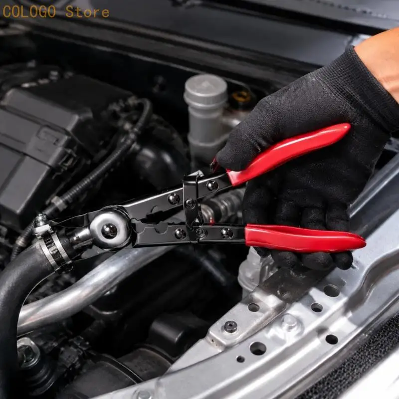 Hand Operated Hose Clamp Removal Pliers with Opposing Clamp-Gripping Ends, Steel Tool for Compressing and Releasing Clamps