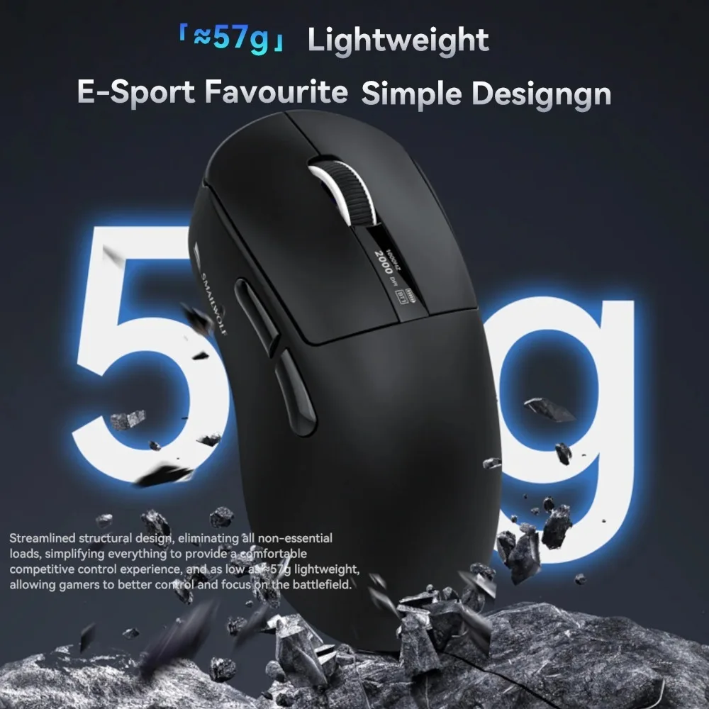 SMAILWOLF M6 Bluetooth Wireless Mouse RGB Magnetic Charging Base Tir-Mode PAW3311 Lightweight Office Game Gifts