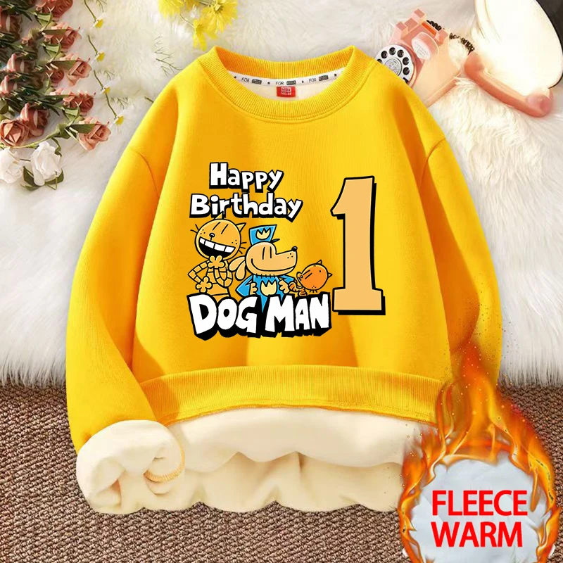 

Dog Man Lamb Fleece Kid Sweatshirt 1-9 Birthday Party Hoodie Cartoon Anime Fashion Top Cute Home Clothes Birthday Gift Xmas Gift